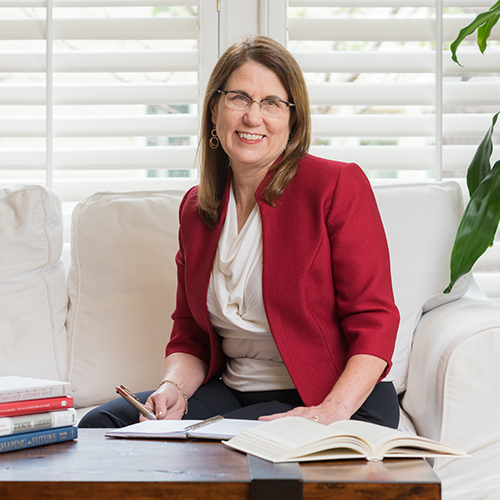 Becky Williams at her desk